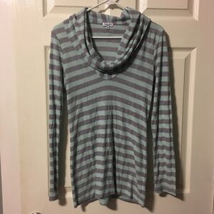 Splendid Gray and Green Striped Top